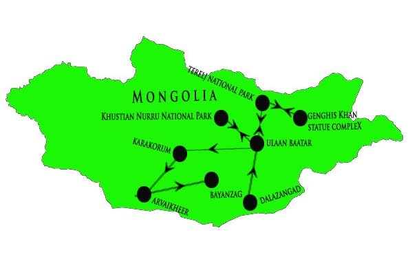 Map of Australia itinerary